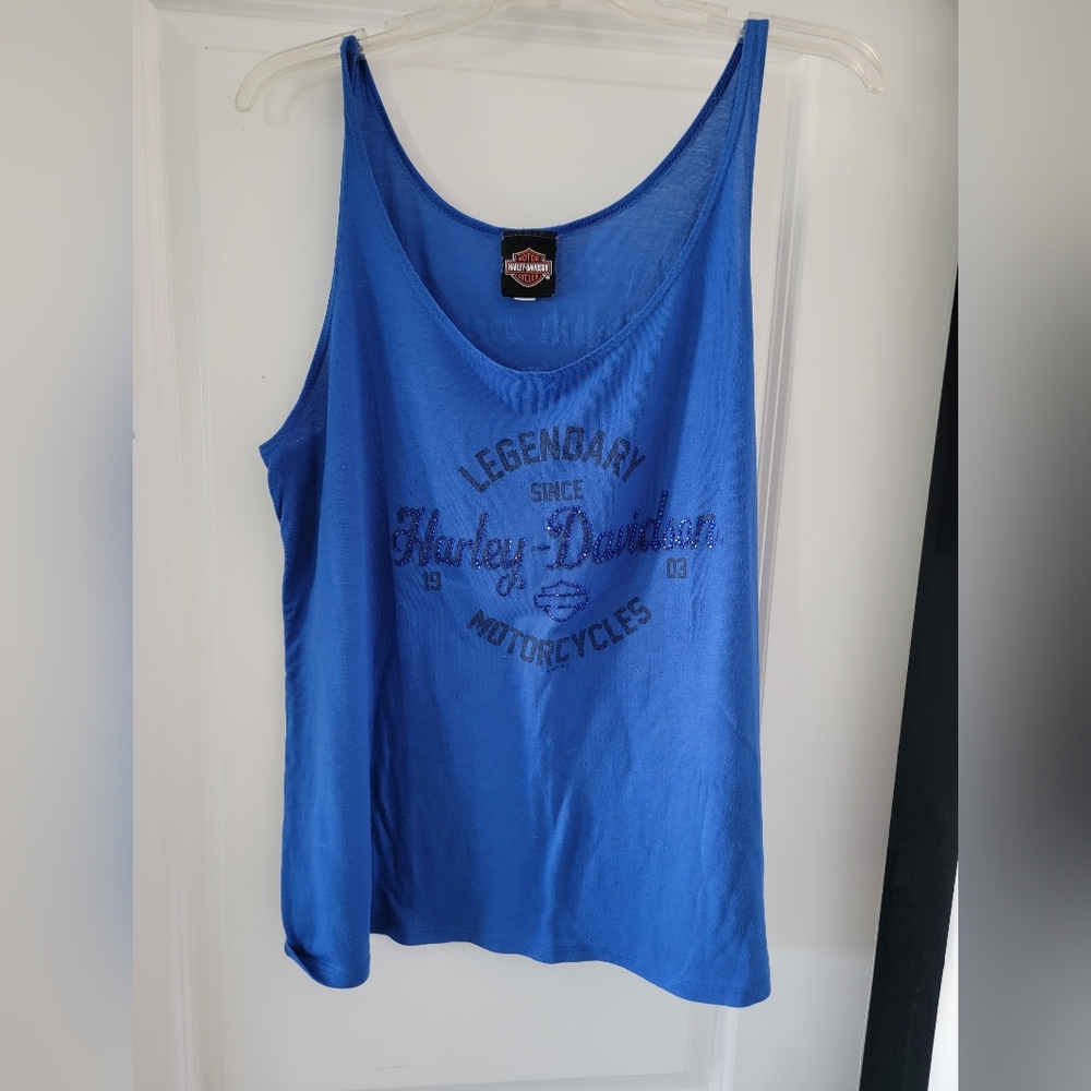 Harley-Davidson Blue Tank Top w/ Bling